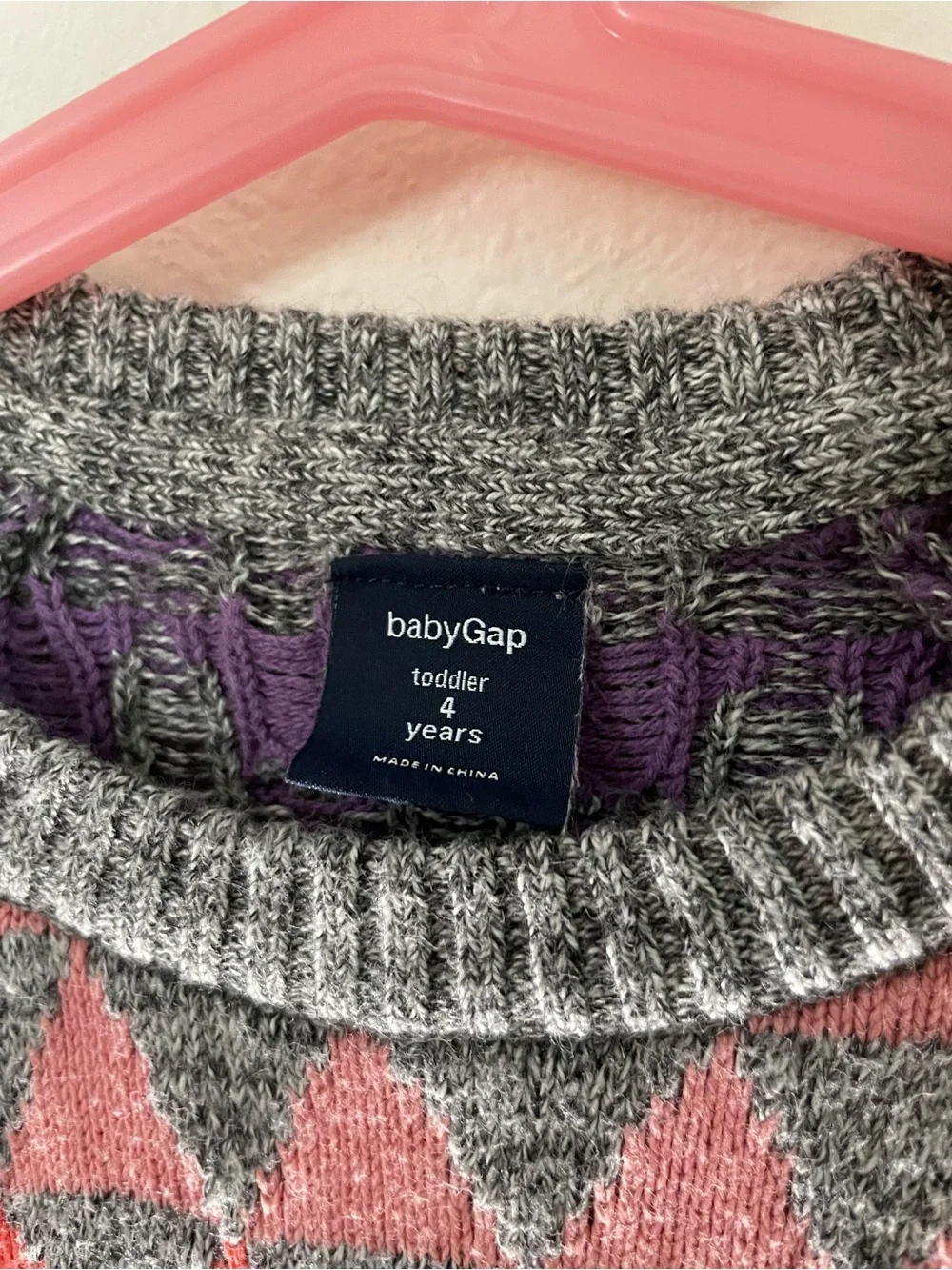 GAP Girls Gray Sweater Dress with Pink, Purple, Teal & Yellow Triangles